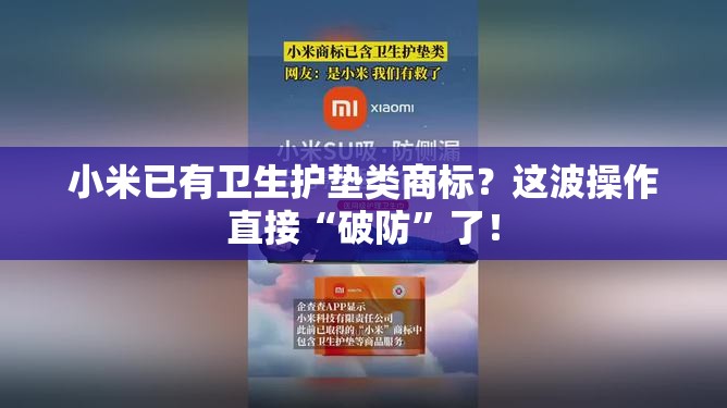 小米已有卫生护垫类商标？这波操作直接“破防”了！